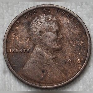 1918 Philidelphia Minted Copper Lincoln Wheat Penny